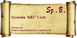 Szonda Bálint névjegykártya